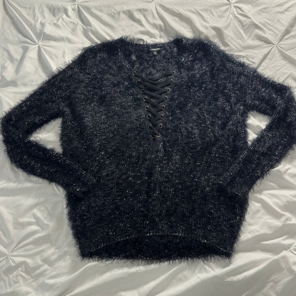 Express Fuzzy Lace Up Sweater - Oversized and Comfy!